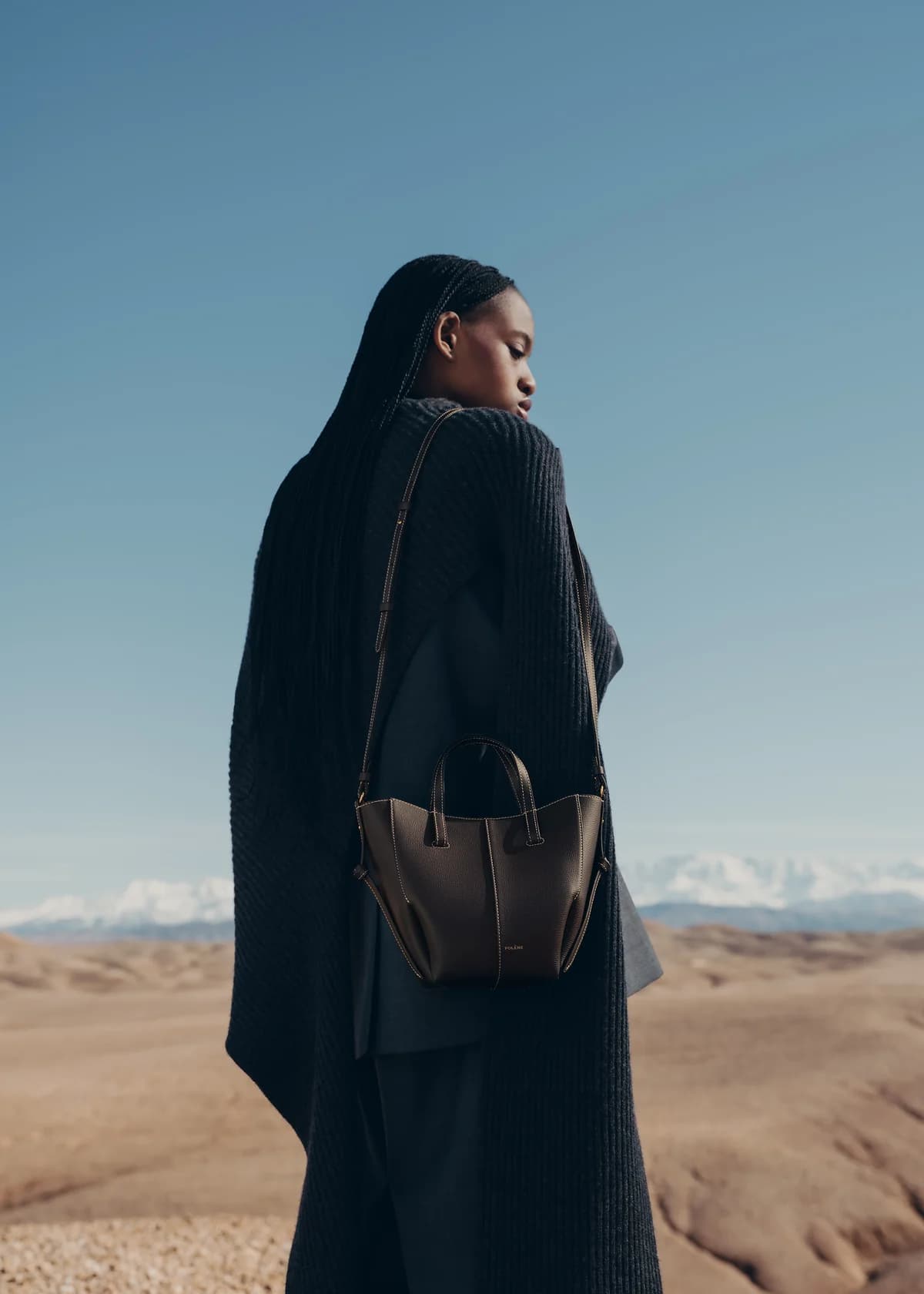 Polène Bag CYME MINI — Ebony Grained