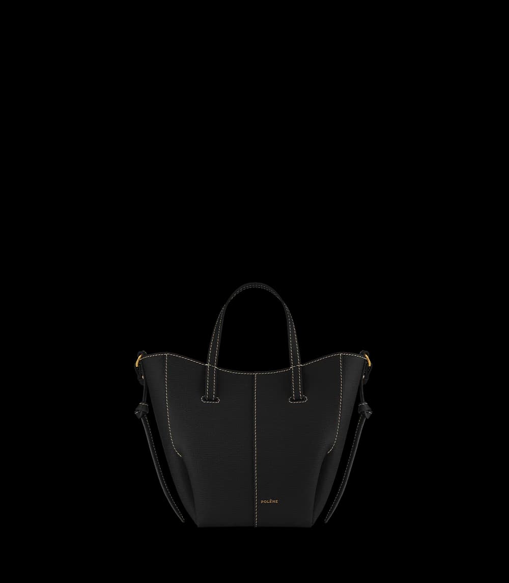 Black Grained Ecru Stitching