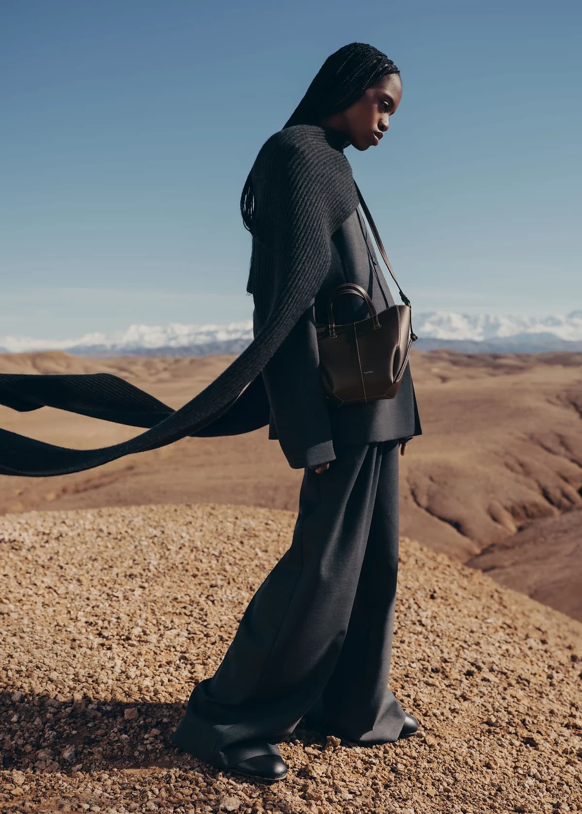 Polène Bag CYME MINI — Ebony Grained