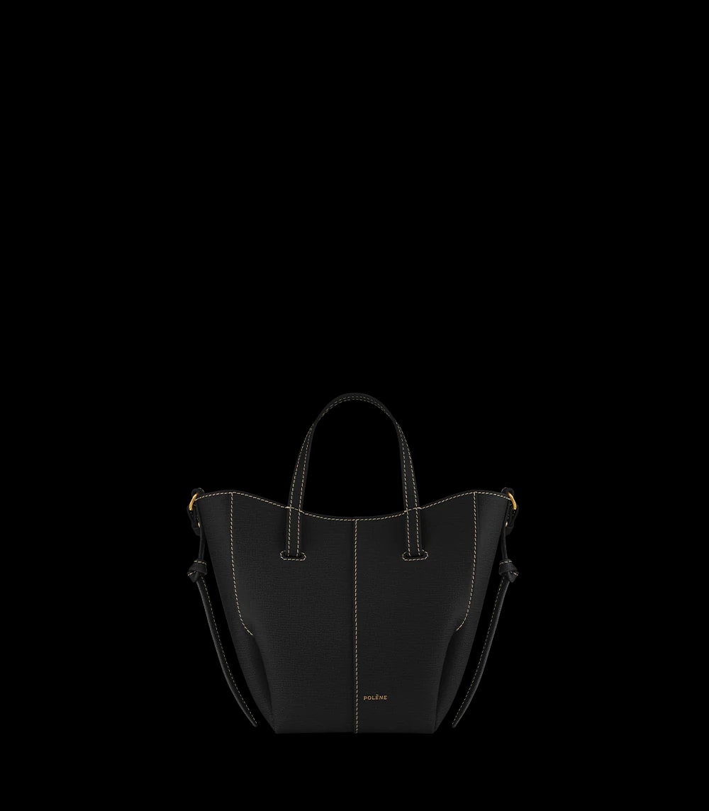 Polène CYME MINI Black Grained Ecru Stitching — authentic Polène bag