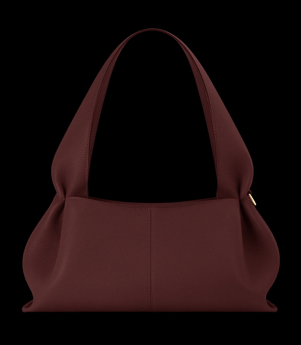 Polène NUMÉRO NEUF EAST-WEST Textured Black Cherry — authentic Polène bag